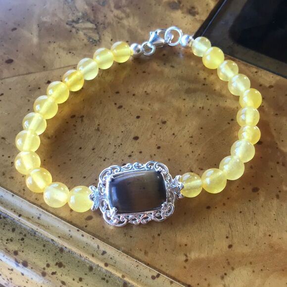 Natural Tiger’s Eye Sterling Silver Bracelet - Picture 1 of 7